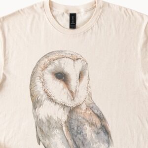 Barn Owl Portrait Feather Detail Art Boho Tee